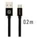 Swissten textilní datový kabel micro USB 0.2m černý
