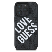 Zadní kryt Guess PU Leather 4G Big Love Logo MagSafe pro Apple iPhone 16 Pro, černá