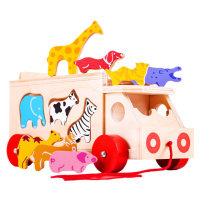 Bigjigs Toys dřevěné auto se zvířátky