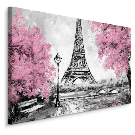 Plátno Eiffelova Věž Mezi Kvetoucími Stromy I. Varianta: 90x60