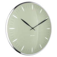 Zelené skleněné nástěnné hodiny Karlsson Leaf, ø 40 cm