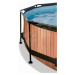 Bazén s krytem a filtrací Wood pool Exit Toys kruhový ocelová konstrukce 244*76 cm hnědý od 6 le