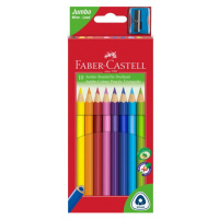 Pastelky Faber-Castell Jumbo trojhranné, 10 barev + ořezávátko