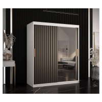Šatní skříň Abi Riflo Wave 2 Barva korpusu: Bílá, Rozměry: 150 cm, Dveře: Černá + zrcadlo