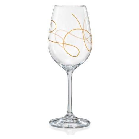 Crystalex sklenice na bílé víno Viola String Zlatý pantograf 350 ml 2 KS Crystalex-Bohemia Crystal