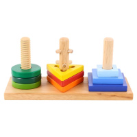 Bigjigs Toys Dřevěné nasazovací geometrické tvary GEOMETRIO vícebarevné