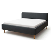 Tmavě šedá čalouněná dvoulůžková postel s úložným prostorem s roštem 160x200 cm Mattis – Meise M