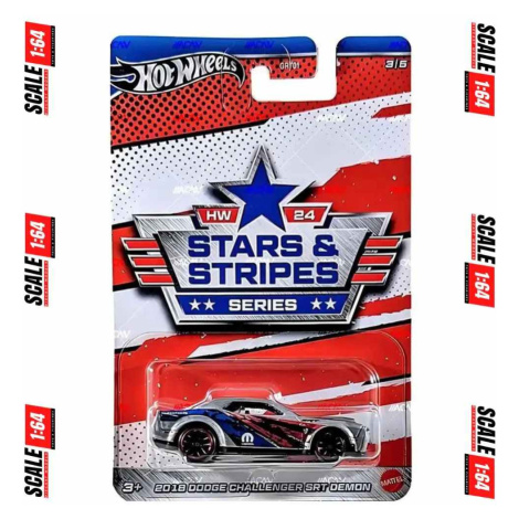 Mattel hot wheels stars & stripes series 2018 dodge challenger srt demon 3/5