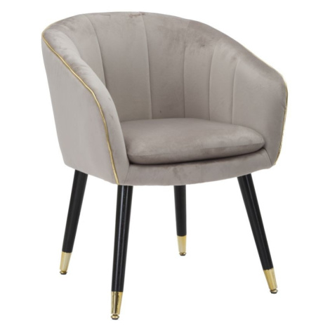 Estila Designová glamour jídelní židle Aurelle s potahem v šedé barvě se zlatým prošíváním 78 cm