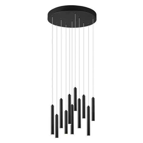 Závěsná lampa černá včetně LED 3stupňové stmívatelné 11 světel - Tubas TRIO