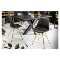 Estila Art-deco černá jídelní židle Scandinavia z eko kůže s kovovými nožičkami ve zlaté barvě 8