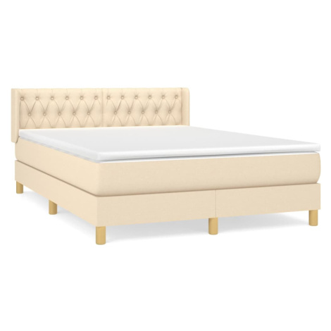 vidaXL Box spring postel s matrací krémová 140x190 cm textil