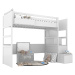 BAMI Bílá vyvýšená postel SIMONE s úložnými schody a policí 90x200 cm Zvolte stranu: Vlevo