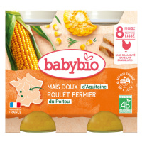 BABYBIO sladká kukuřice-mrkev-kuře.maso 8m+ 2x200g