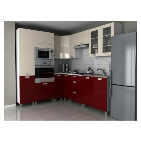 Falco Rohová kuchyňská linka Milenium - jasmín+bordo lesk/MDR