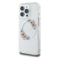 Pouzdro Guess pro iPhone 16 6.1 průhledné IML Flowers Wreath MagSafe