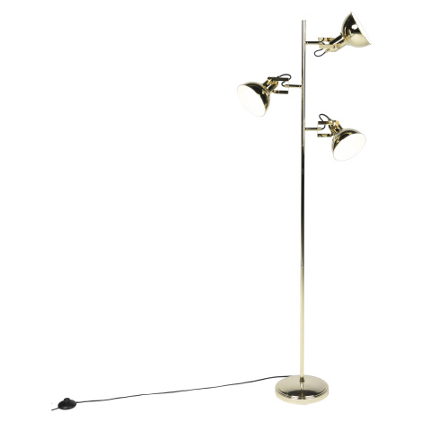 Designová stojací lampa zlatá 3-světlo - Tommy QAZQA
