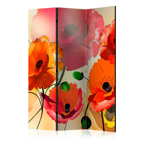 Paraván Velvet Poppies Dekorhome 225x172 cm (5-dílný)