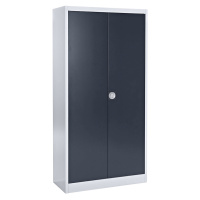mauser Ocelová skříň s výkyvnými dveřmi, 4 police, hloubka 420 mm, bílá hliníková / antracitově 