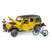 Bruder 02543 JEEP Wrangler Rubicon, horské kolo a cyklista