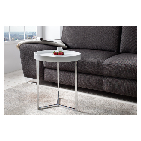 Estila Stylový příruční stolek Modul 40cm bílá / stříbrná