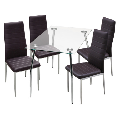 Jídelní stůl LATRAN + 4 židle SNAEFELL, hnědá Idea