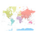 Mapa Detailed world map with continents in pastels, Blursbyai, 40 × 26.7 cm