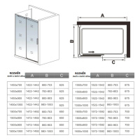 H K Obdélníkový sprchový kout HARMONY F2 130x90 L/P varianta SE-HARMONYF213090