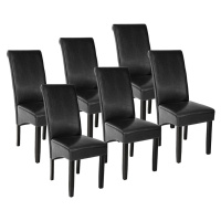 tectake 403495 6 jídelní židle ergonomické, masivní dřevo - černá - černá