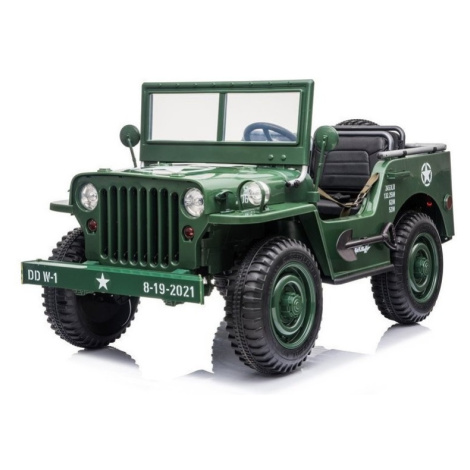 Mamido Dětský elektrický Jeep Willys 4x4 třímístný zelený