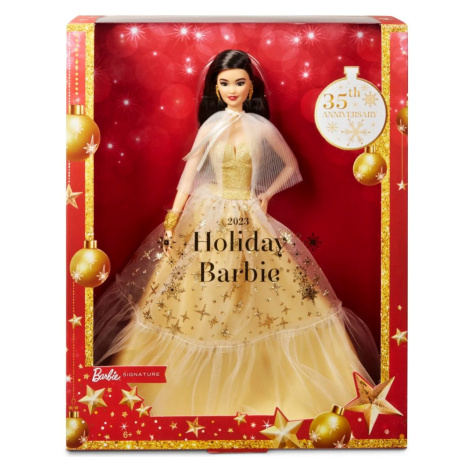 Mattel sběratelská barbie vánoční černovláska, hjx07