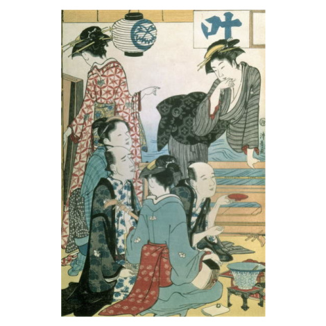Plakát, Obraz - Women of the Gay Quarters, left hand panel of a diptych, Torii Kiyonaga, 26.7 × 