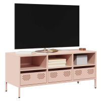 vidaXL TV skříňka růžová 101,5x39x43,5 cm ocel válcovaná za studena