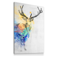 Obraz na plátně DEER IN COLORS C různé rozměry Ludesign ludesign obrazy: 100x70 cm