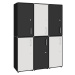 mauser Kombinace s otočnými dveřmi, 6 dveří po 2 přihrádkách, černá / signální bílá