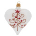 Sada 3 bílých skleněných vánočních ozdob ve tvaru srdce Ego Decor