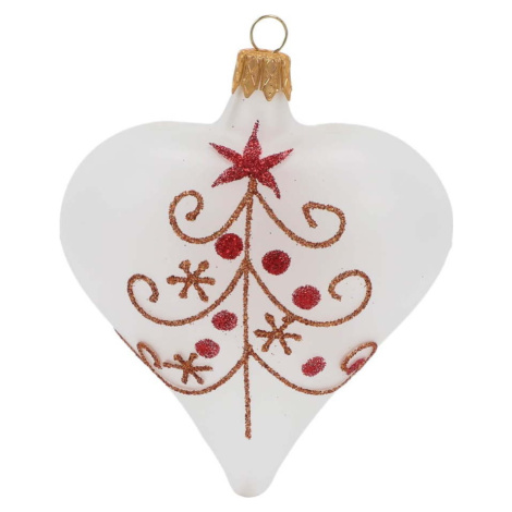 Sada 3 bílých skleněných vánočních ozdob ve tvaru srdce Ego Decor Ego Dekor