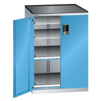 LISTA Zásuvková skříň s otočnými dveřmi, výška 1020 mm, 4 police, nosnost 200 kg, světle šedá / 