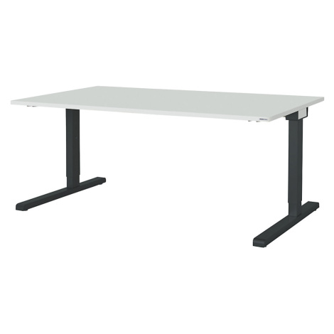 mauser Výškově nastavitelný obdélníkový stůl, š x h 1800 x 900 mm, deska ve světlé šedé barvě, p