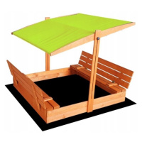 ELIS DESIGN Set - Pískoviště s krytem/lavičkami a zelenou stříškou předvrtané impregnované premi
