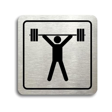 Accept Piktogram "fitness VI" (80 × 80 mm) (stříbrná tabulka - černý tisk)