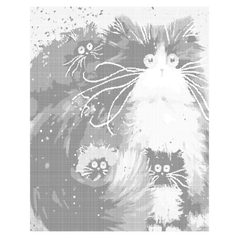 Tečkování - OKATÁ KOČKA S KOŤATY Rozměr: 40x50 cm, Rámování: vypnuté plátno na rám