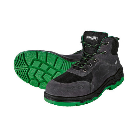 PARKSIDE® Pánská kožená bezpečnostní obuv S3 (45, šedá/zelená)