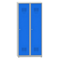 Šatní skříň, v x š x h 1800 x 600 x 500 mm, 2 oddíly, světlá šedá / světlá modrá