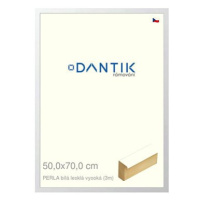 DANTIK rámeček 50 × 70, PERLA bílý lesklý vysoký plexi čiré