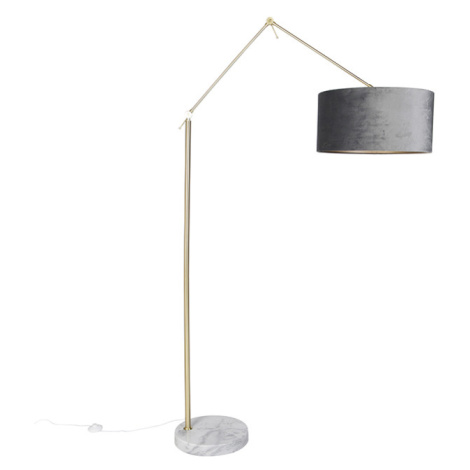 Moderní stojací lampa zlaté sametové odstín šedé 50 cm - Redakce QAZQA