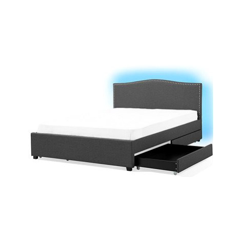 BELIANI postel s barevným LED osvětlením MONTPELLIER 160 × 200 cm, šedá