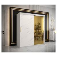 Šatní skříň Abi Golden T2 Barva korpusu: Bílá, Rozměry: 180 cm, Dveře: Bílý Marmur + zlaté zrcad