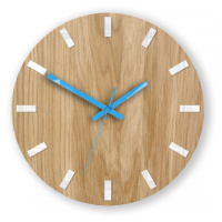 ModernClock Nástěnné hodiny Simple Oak hnědo-tyrkysové