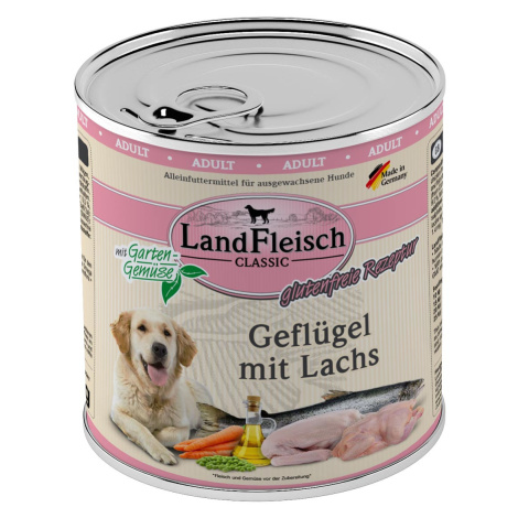 LandFleisch Dog Classic drůbeží maso s lososem 6 × 800 g Landfleisch Pur
